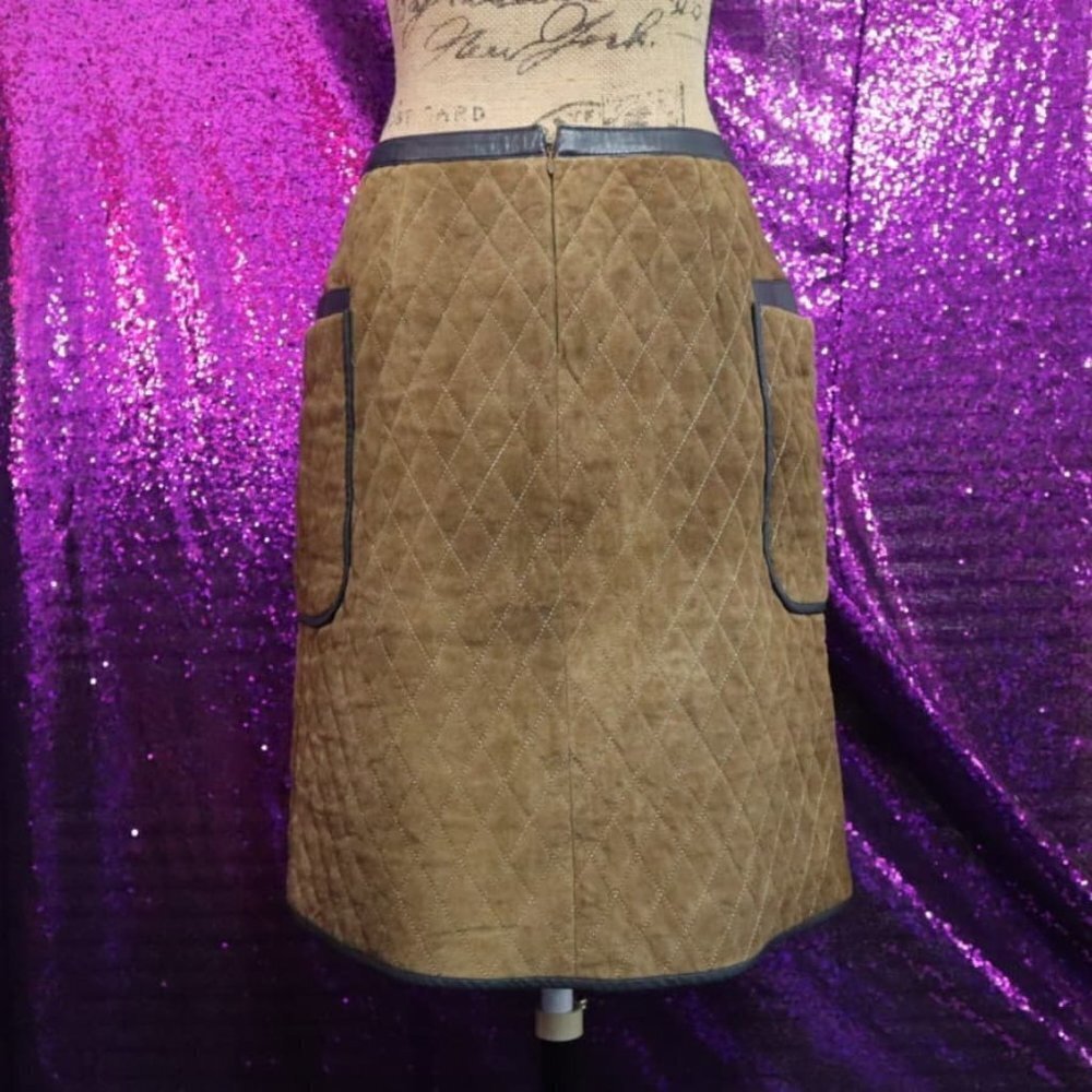 RUNWAY FW2012 Sz 4 Tommy Hilfiger Quilted Leather Skirt Two-Tone Leather Autumn - Picture 4 of 16